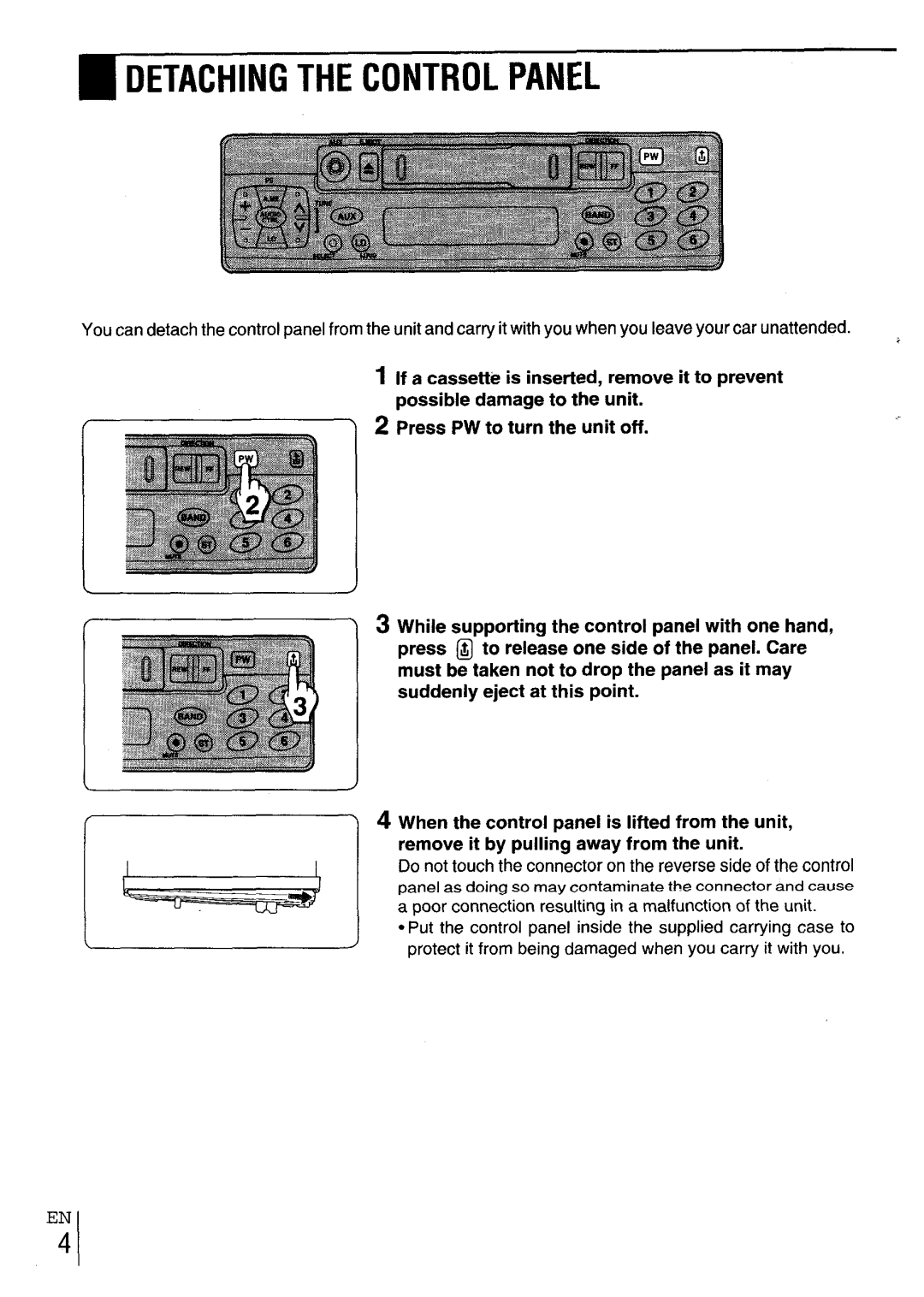 Aiwa CT-X417 manual ~ Detaching the Control Panel 