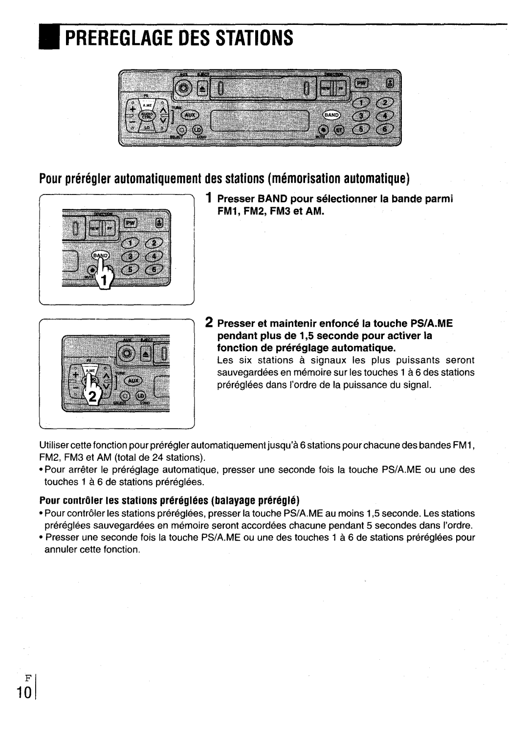 Aiwa CT-X417 manual ~ Prereglage DES Stations, Pour controllerIes stations prereglt!esbalayage preregle 