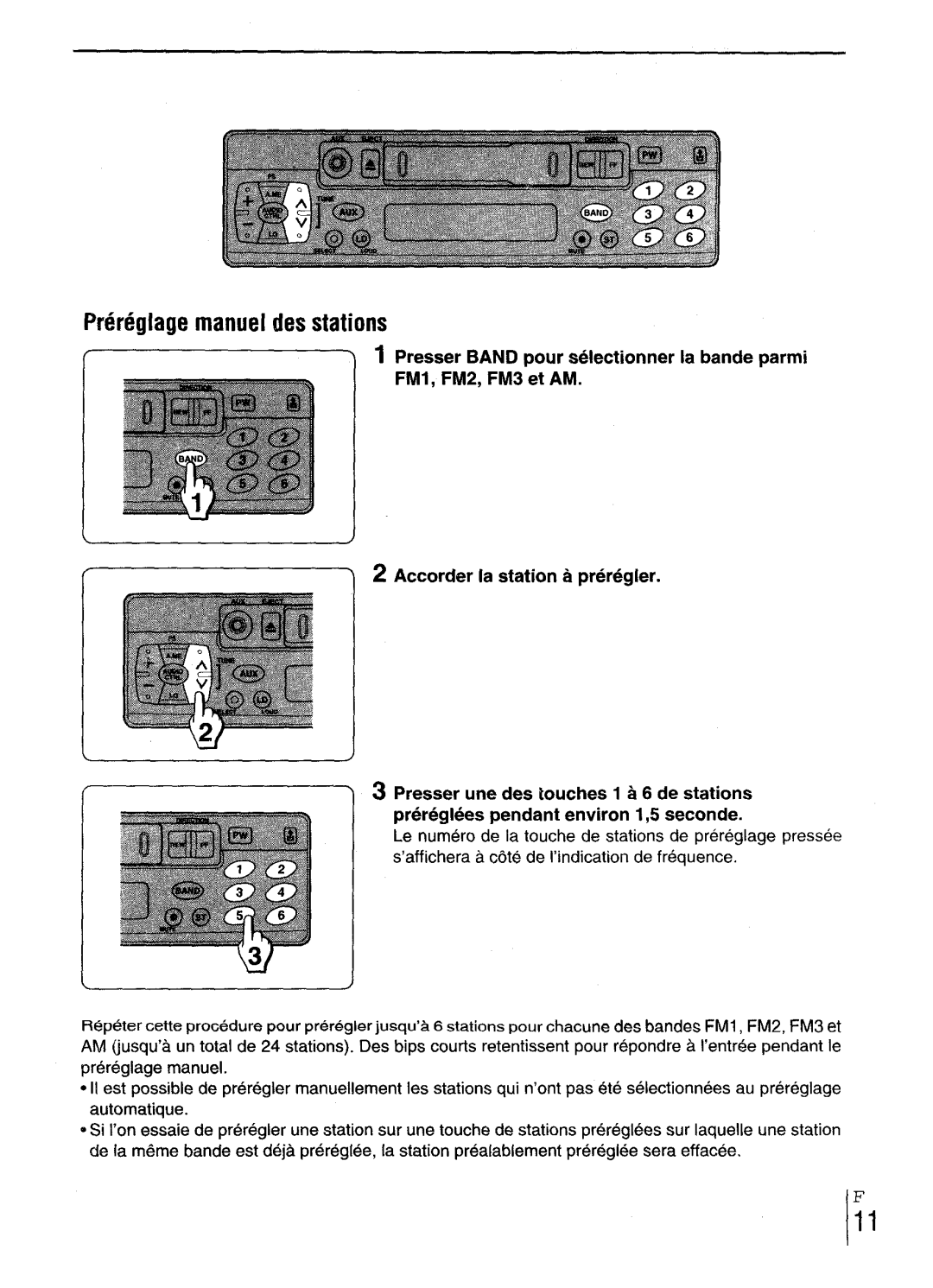 Aiwa CT-X417 manual Prer6glage manuel ties stations 