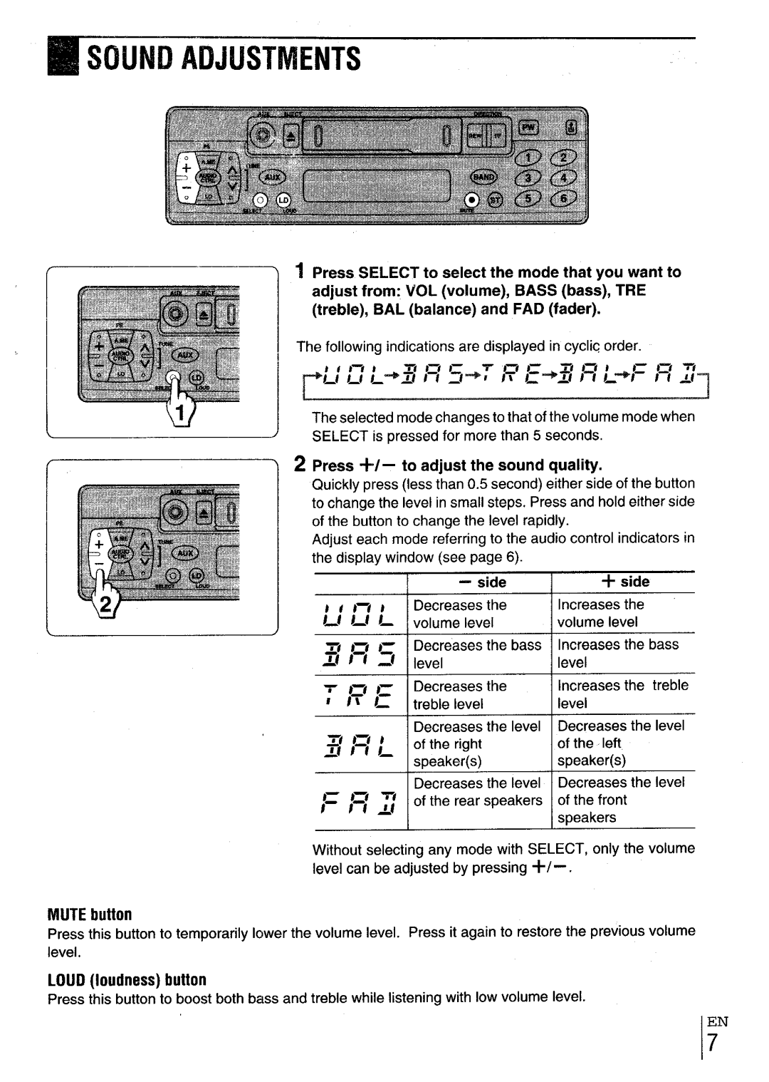 Aiwa CT-X417 manual Mute button, Loud loudness button, Press i-l To adjust the sound quality 