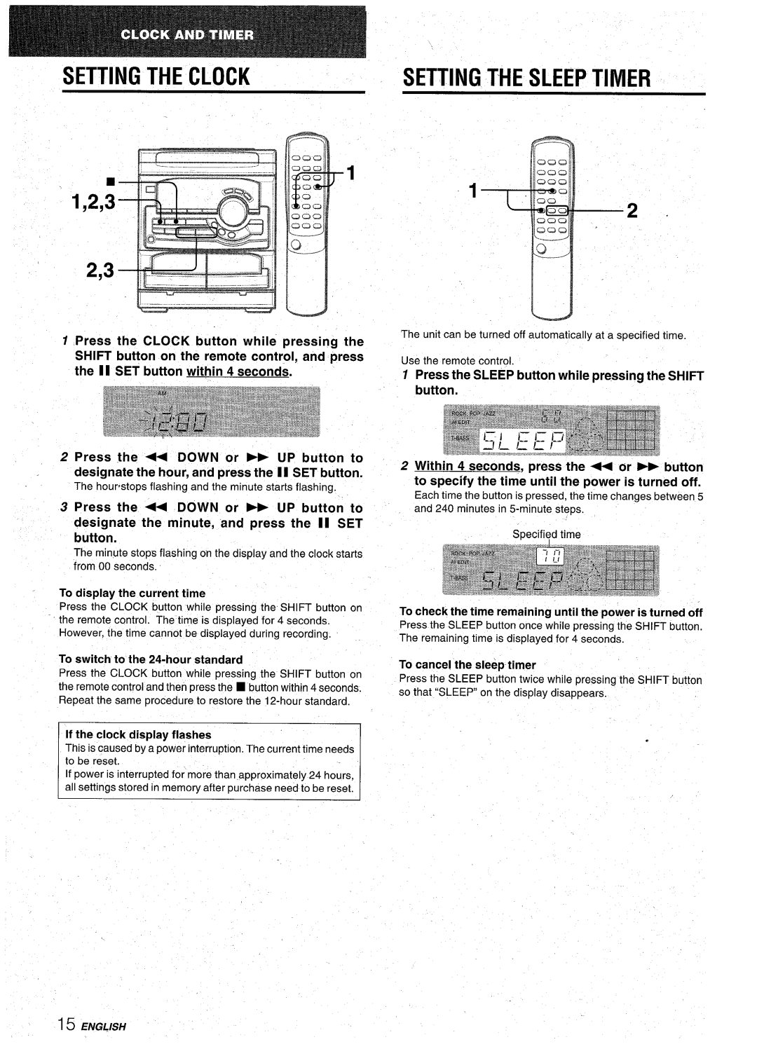 Aiwa CX-NA22 manual Setting the Clock 