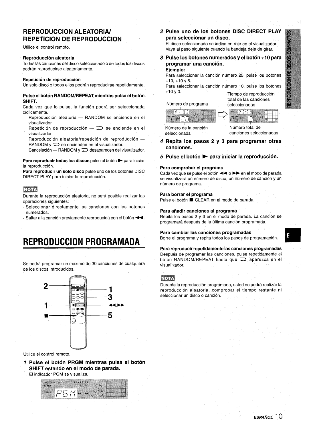 Aiwa CX-NA22 manual Reproduction Programada, Reproduction Aleatorw Repetition DE Reproduction, Shift 