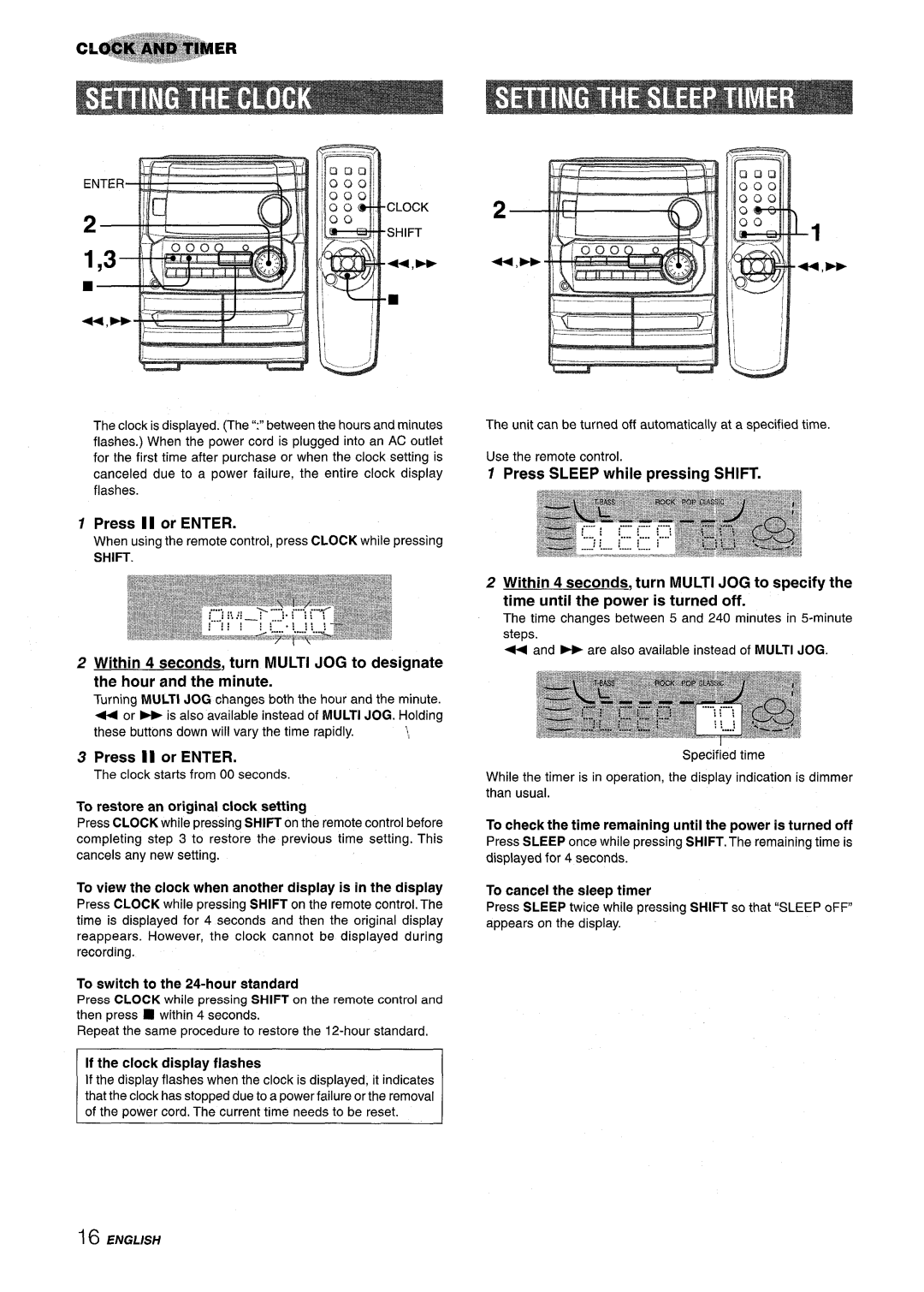 Aiwa CX-NA222 manual Press 11 or Enter, Press II or Enter, To view the clock when another display is in the display 