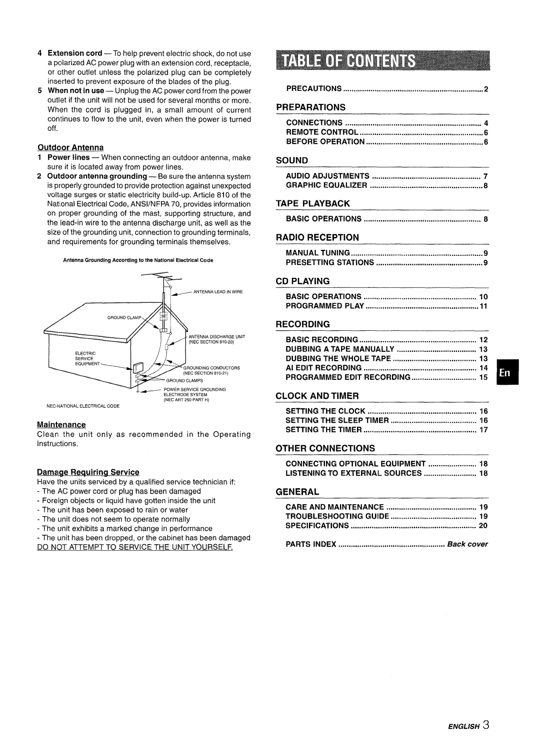 Aiwa CX-NA222 ~OT Attempt to Service the Unit Yourself, Connections, Before Operation, Graphic, Basic Operations, Manual 