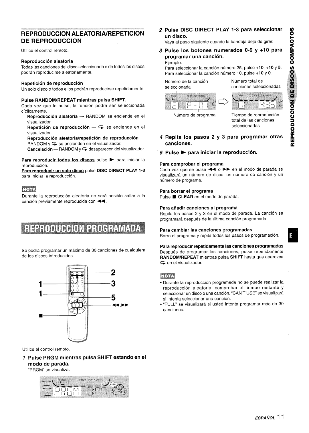 Aiwa CX-NA222 manual Reproduccion ALEATORIA/REPETITION DE Reproduction, Pulse RANDOM/REPEAT mientras pulsa Shift 