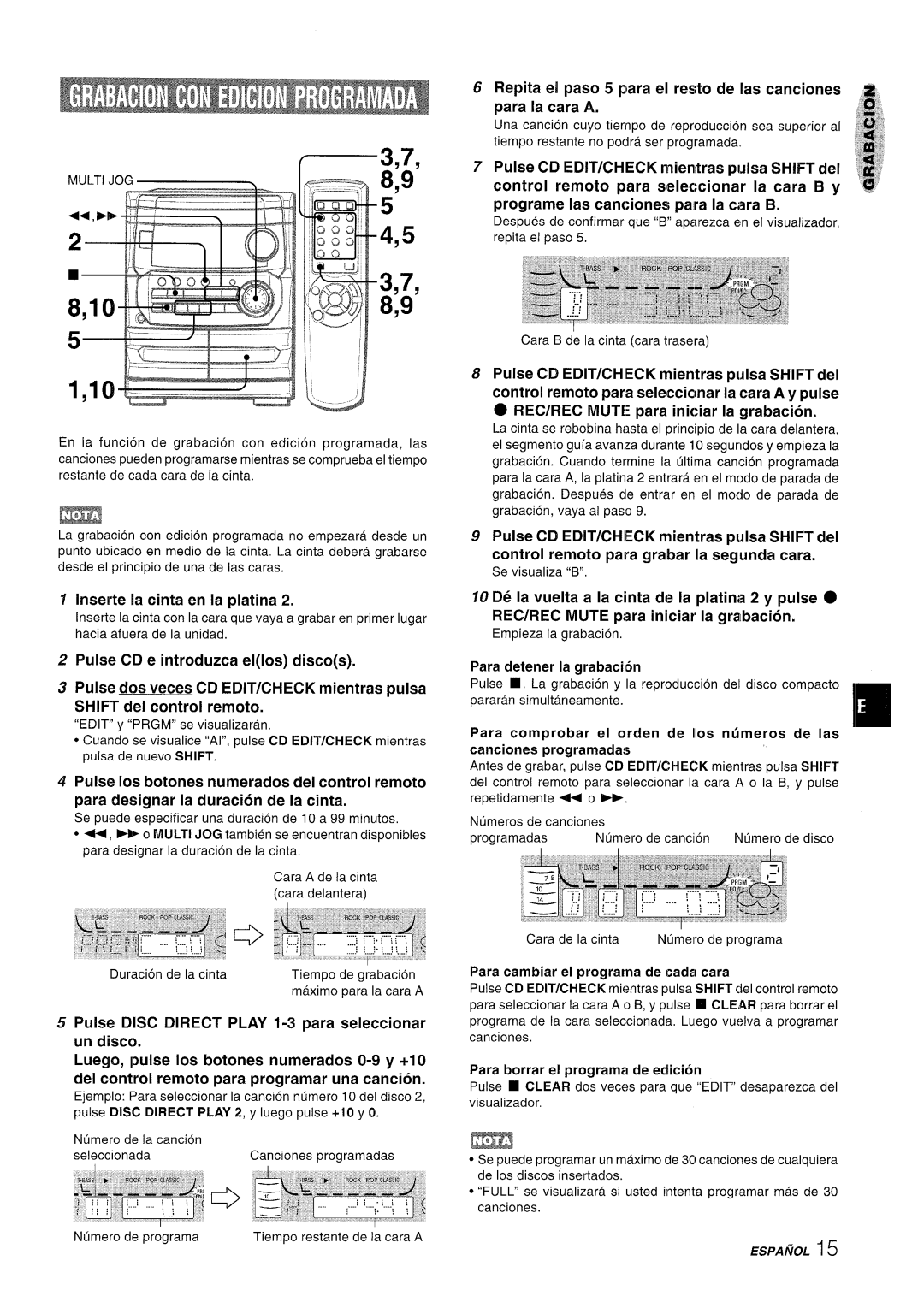 Aiwa CX-NA222 manual Para cambiar el programa de cada cara 