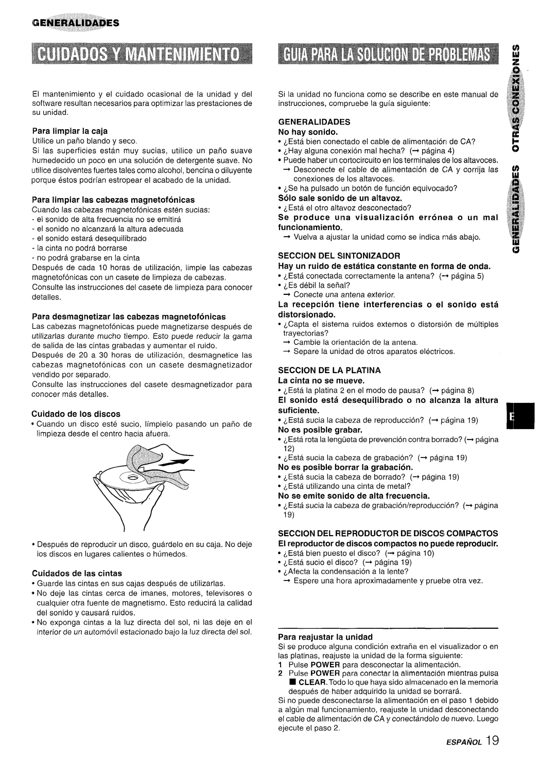 Aiwa CX-NA222 manual GENERALIDADE23, Seccion DEL Sintonizador, Seccion DE LA Platina 