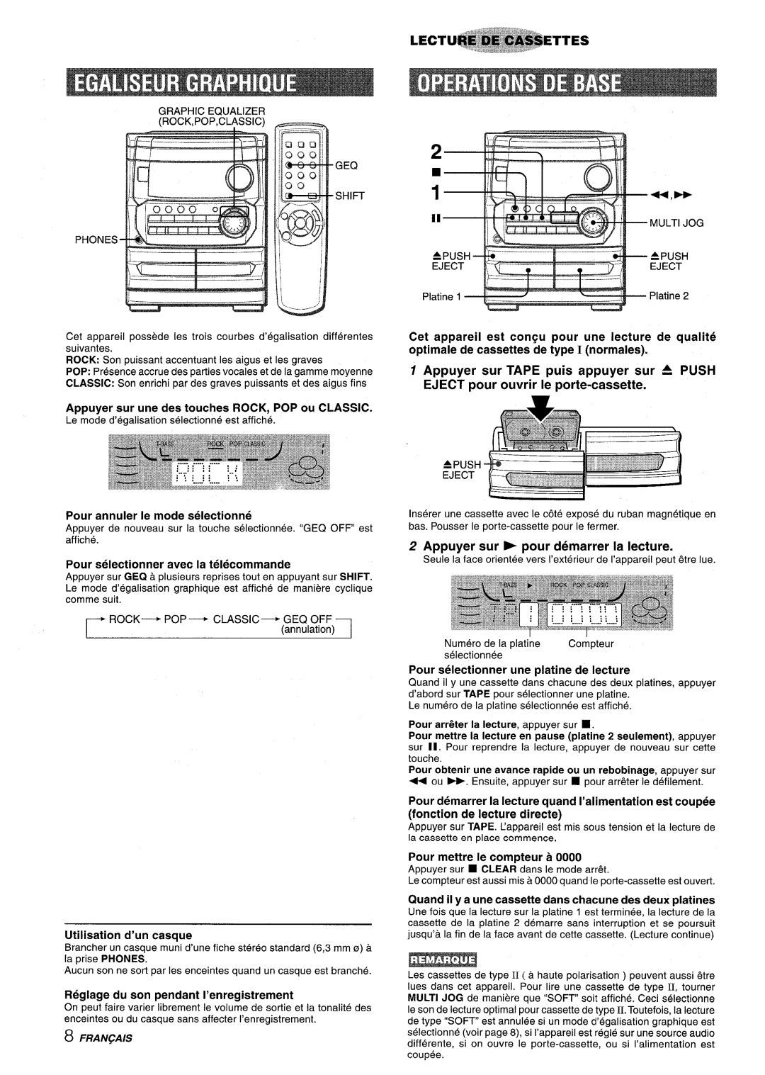 Aiwa CX-NA222 manual Appuyer sur b pour demarrer la lecture 
