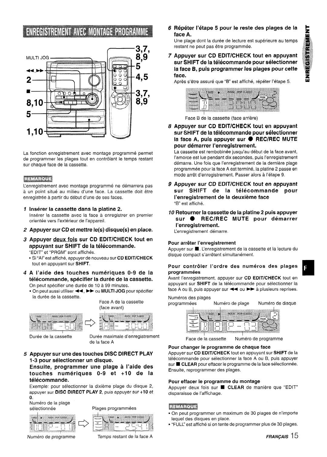 Aiwa CX-NA222 manual Repeter I’@tape 5 pour Ie reste des plages de la face An, Pour arr&er I’enregistrement 