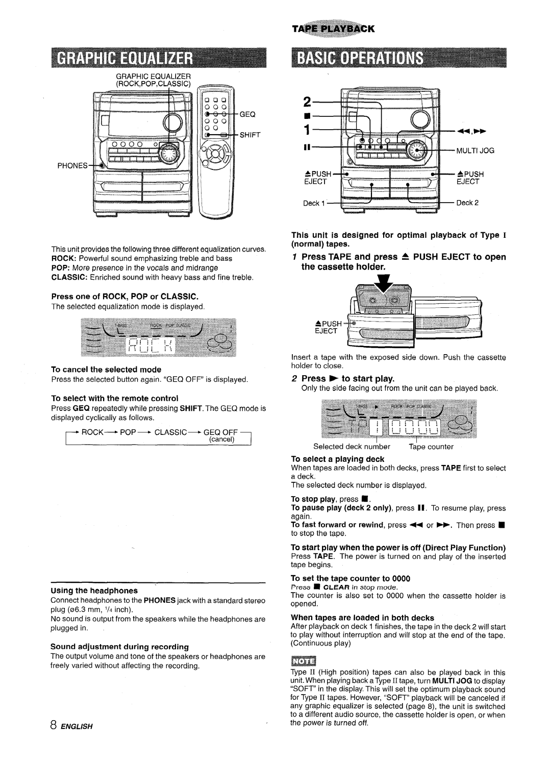 Aiwa CX-NA222 manual To select with the remote control, Press * to start play, To set the tape counter to 