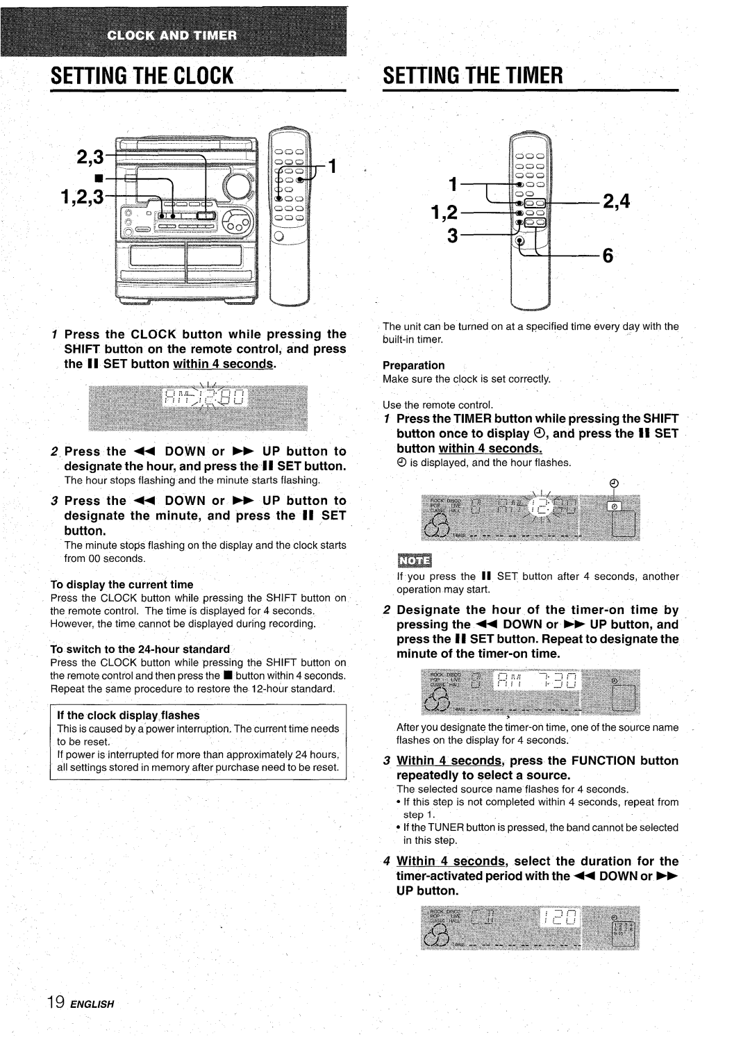 Aiwa CX-NA31 Setting the Clock, Press the Clock button while pressing, To switch to the 24-hour standard, Pre~aration 