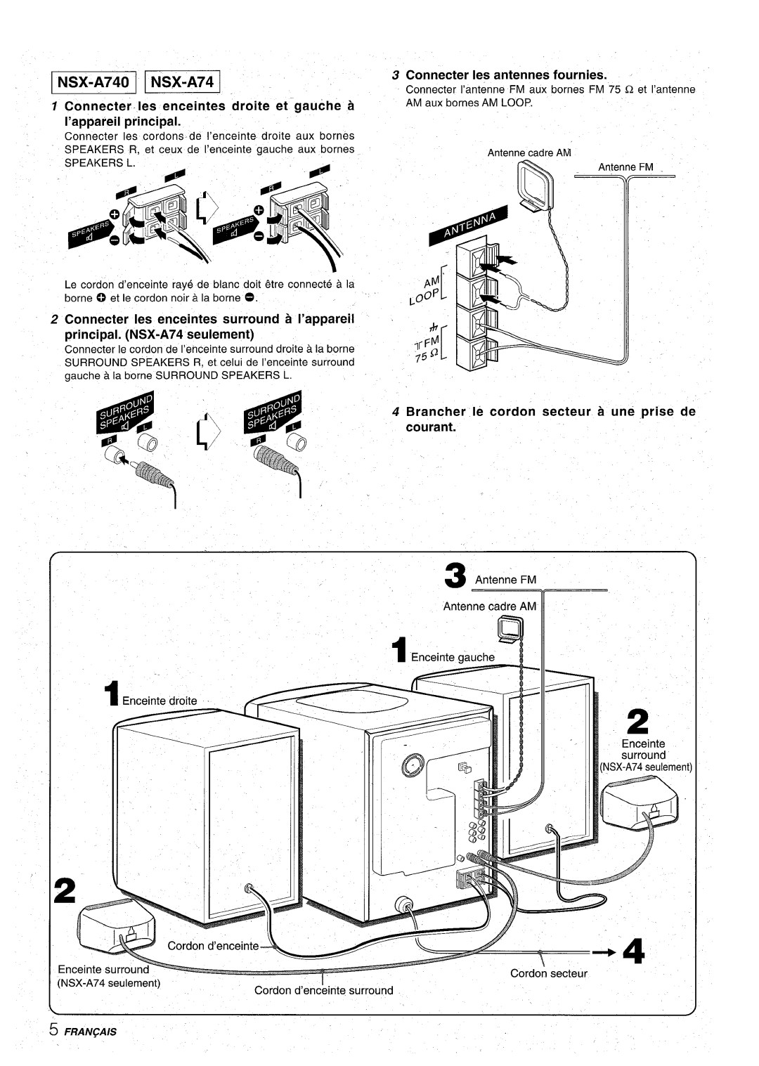 Aiwa CX-NA71 manual Brancher Ie cordon secteur a une prise de courant 