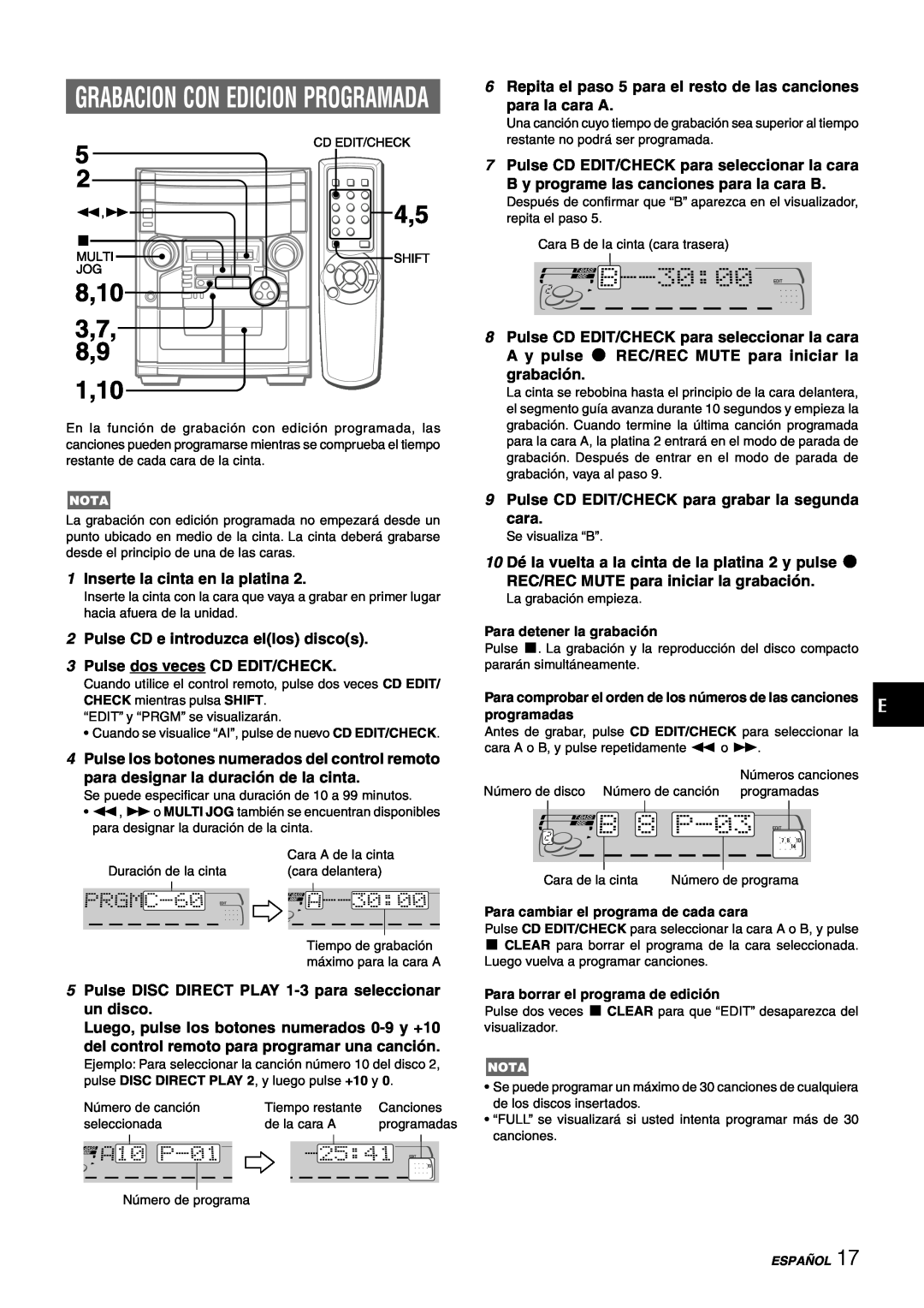 Aiwa CX-NAJ54 manual Grabacion Con Edicion Programada 