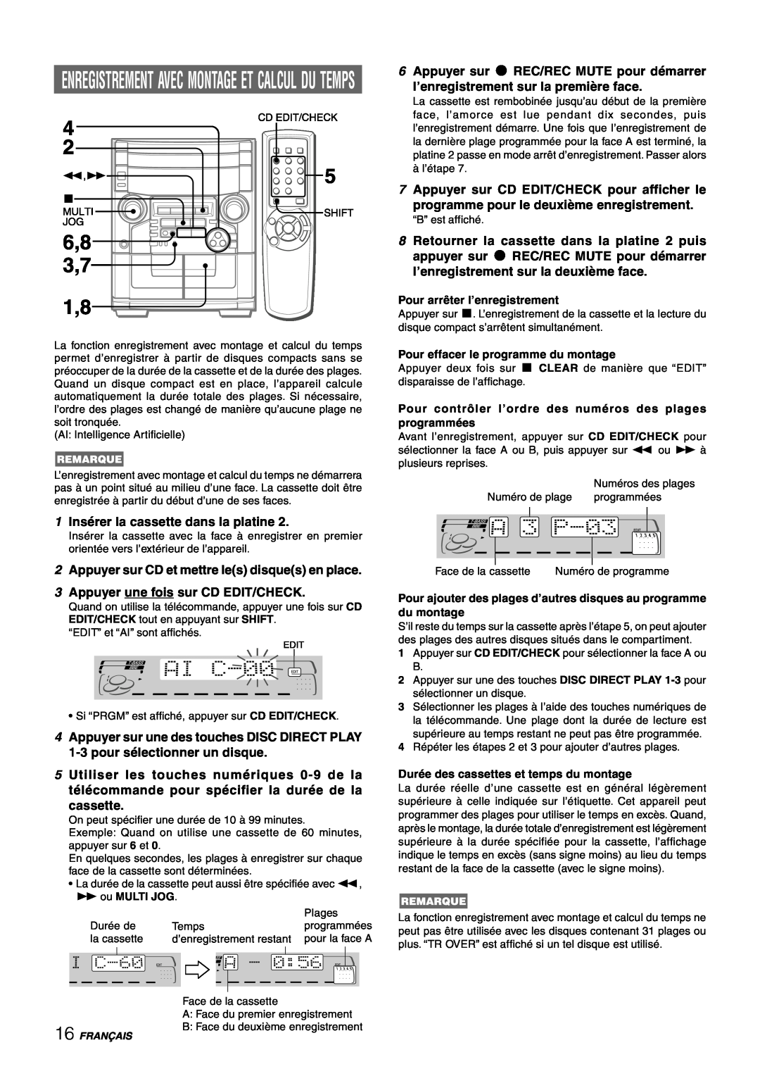 Aiwa CX-NAJ54 manual 1Insérer la cassette dans la platine 