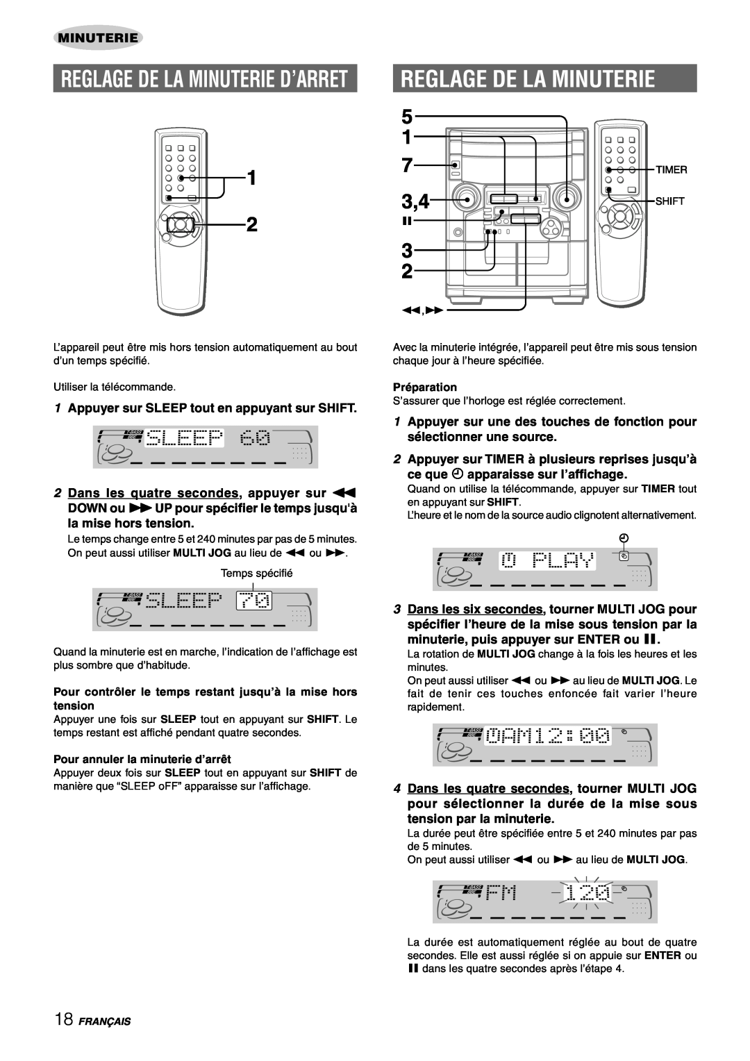 Aiwa CX-NAJ54 manual Reglage De La Minuterie D’Arret 