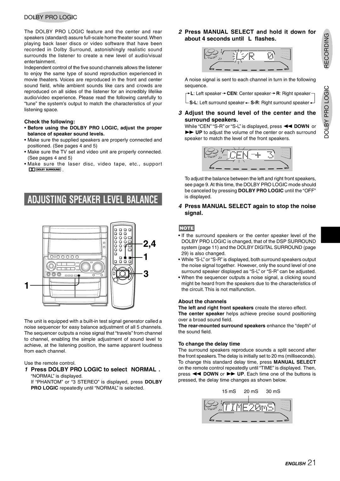 Aiwa CX-NHMT75 manual Pro 