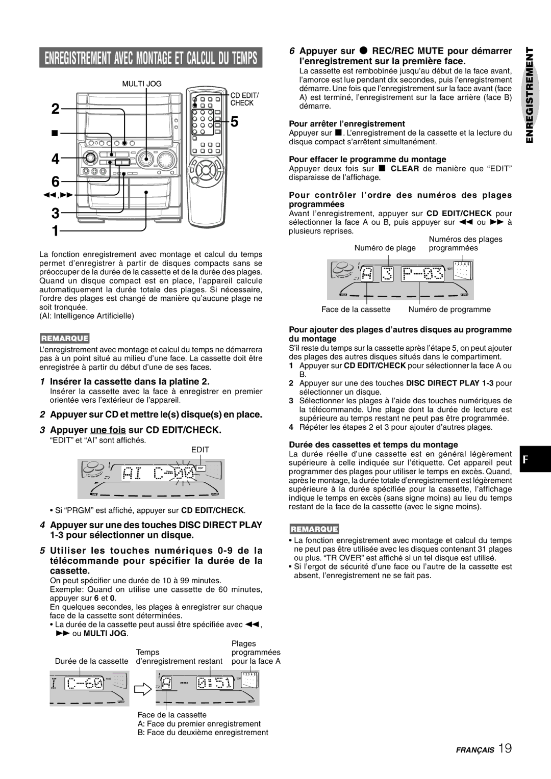 Aiwa CX-NHMT75 manual Appuyer sur w REC/REC Mute pour démarrer, ’enregistrement sur la première face 