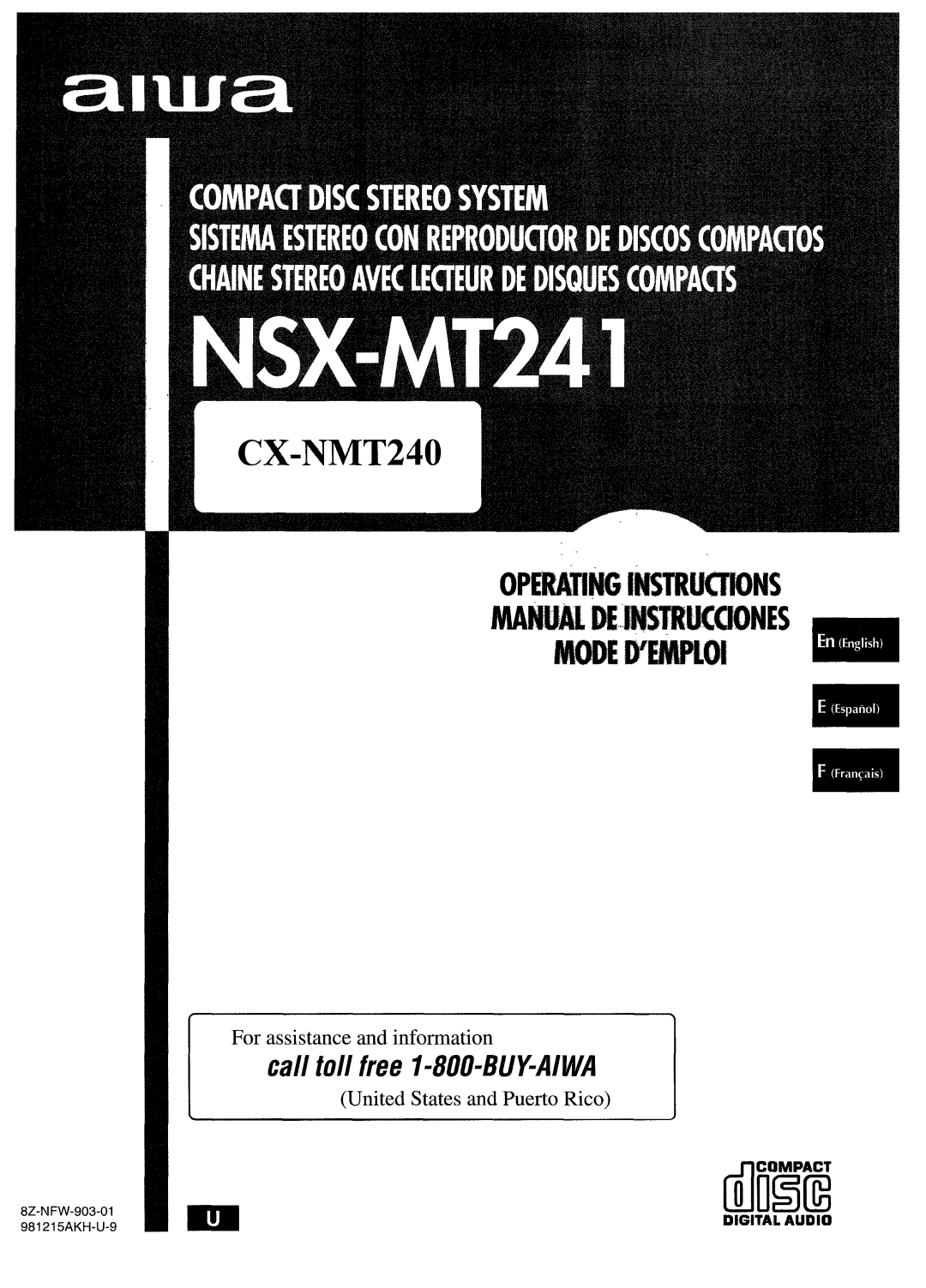 Aiwa NSX-MT241, CX-NMT240 manual Tilmi%, Digital Audio 
