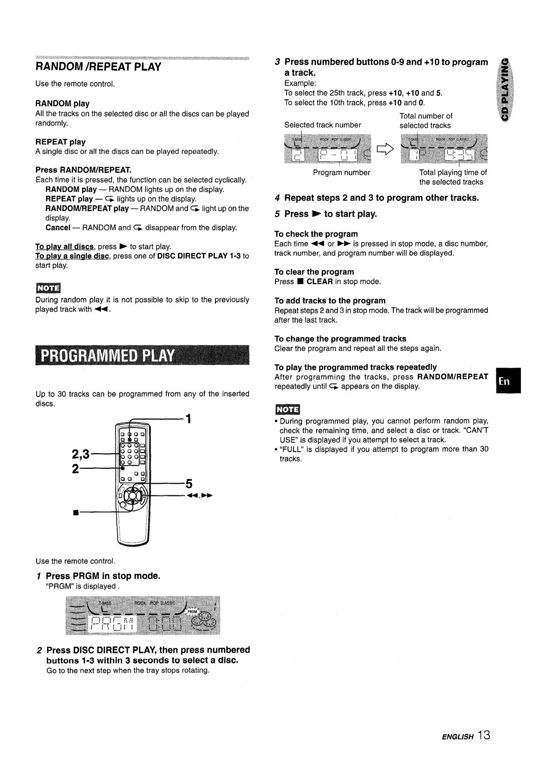 Aiwa NSX-MT241, CX-NMT240 manual Press Prgm in stop mode, Press numbered buttons O-9 and +1 Oto program Track 