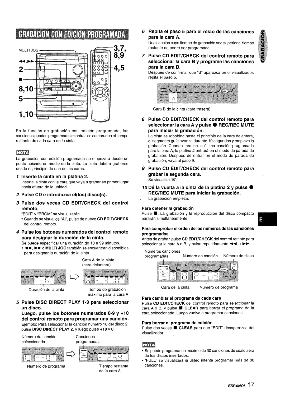 Aiwa NSX-MT241, CX-NMT240 manual Inserte la cinta en la platina, Pulse Disc Direct Play 1-3 para seleccionar un disco 