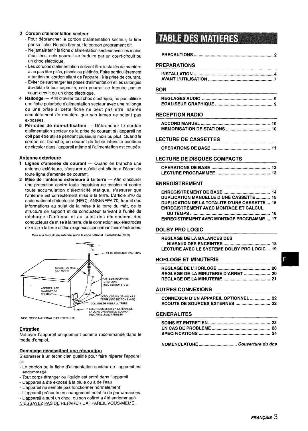 Aiwa NSX-MT241 Lecture DE Cassettes, Lecture DE Disques Compacts, Enregistrement, Horloge ET Minuterie, Autres Connexions 