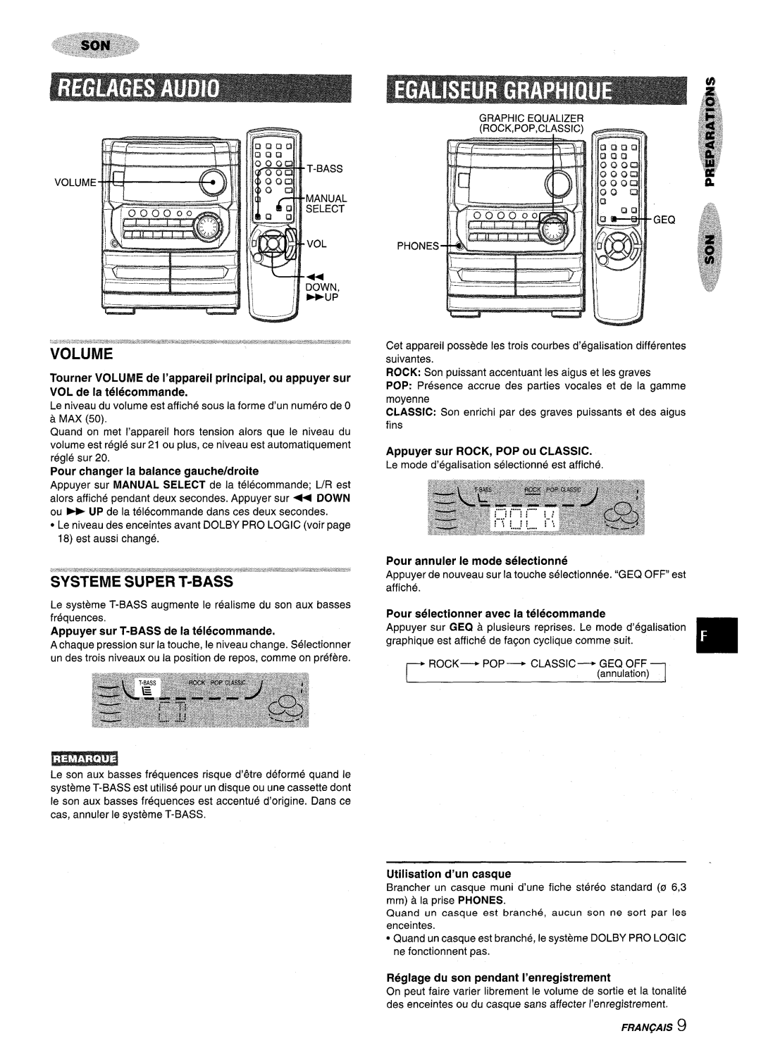 Aiwa NSX-MT241 Vol .UME, Pour annuler Ie mode seiectionne, Pour selectionner avec la telecommande, Utilisation d’un casque 