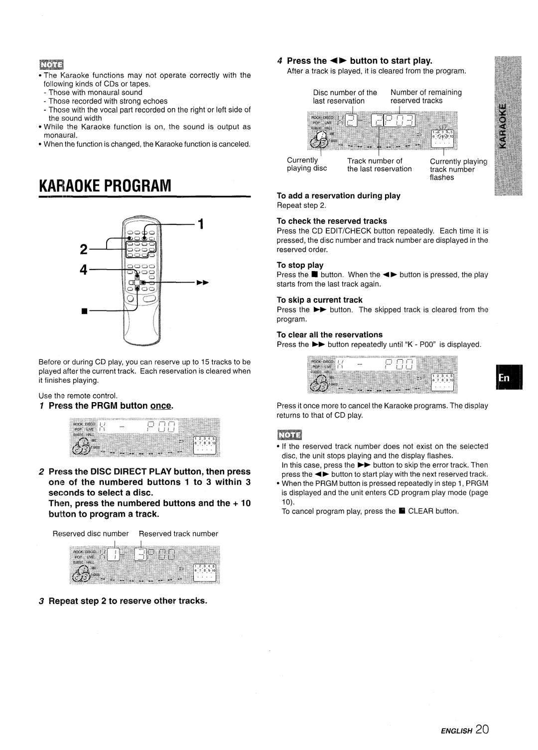 Aiwa CX-NMT50 manual Kafiaoke Program 