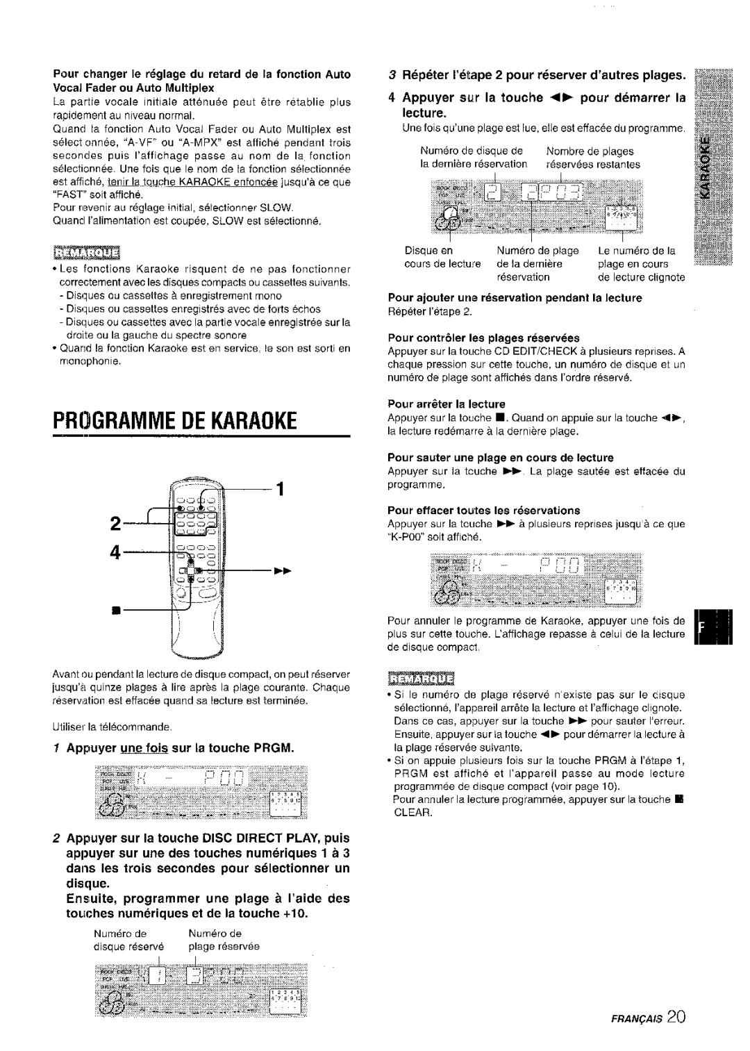 Aiwa CX-NMT50 manual Prigramme DE Karaoke 