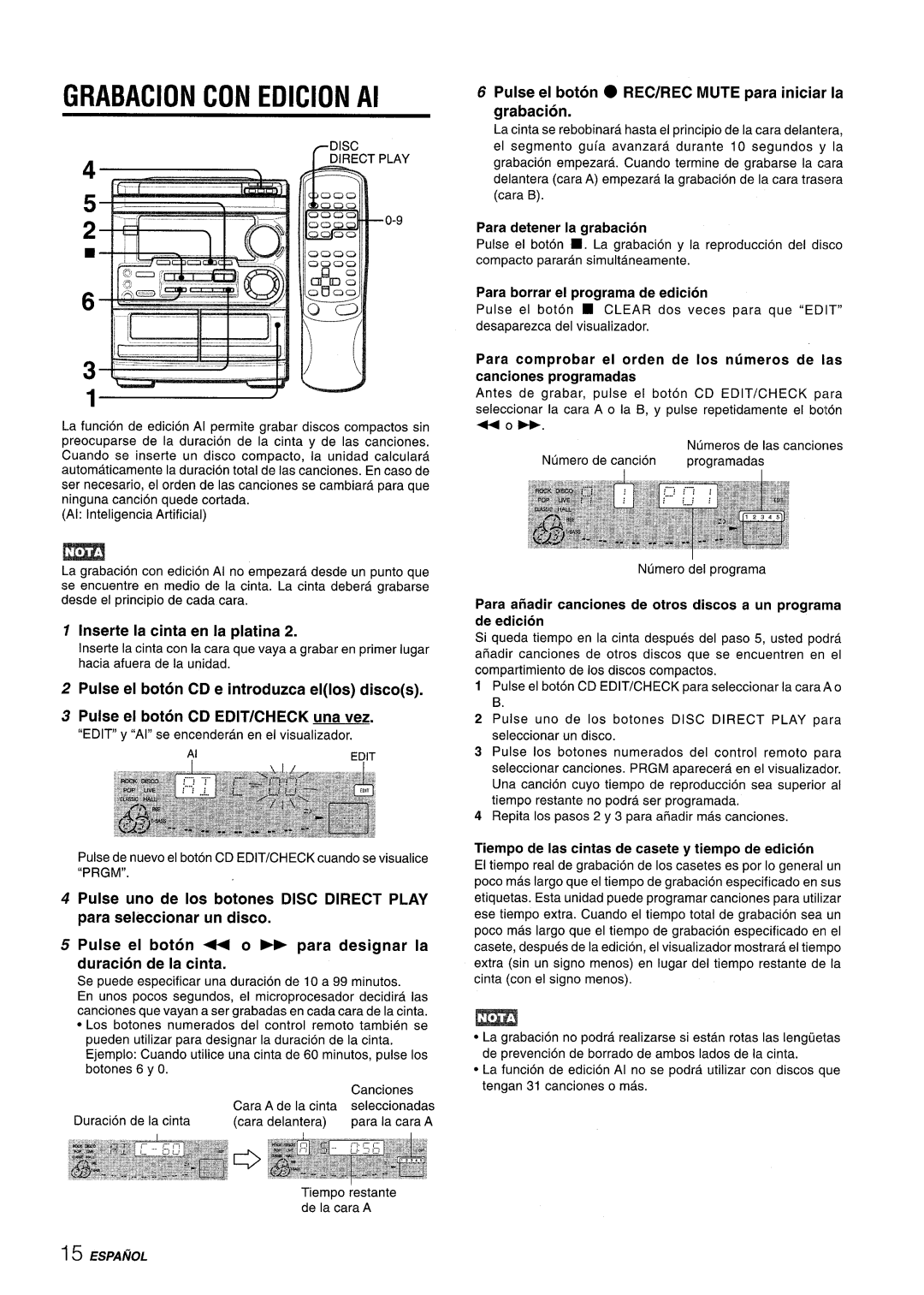 Aiwa CX-NMT50 manual GRABACION CON EDICION Al, Inserte la cinta en la platina, Pulse el boton CD e introduzca ellos discos 