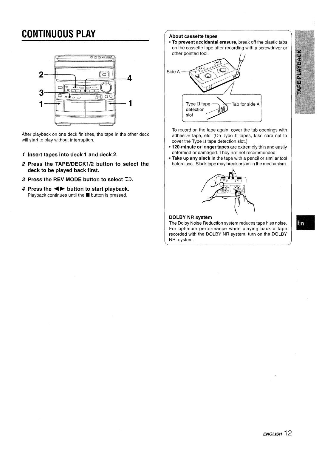 Aiwa CX-NV8000 manual Continuous Play 