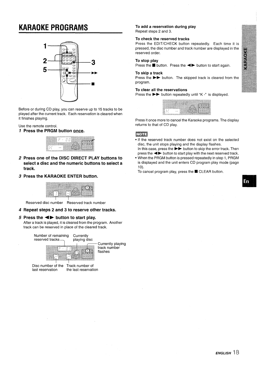 Aiwa CX-NV8000 manual Karaokeprograms 