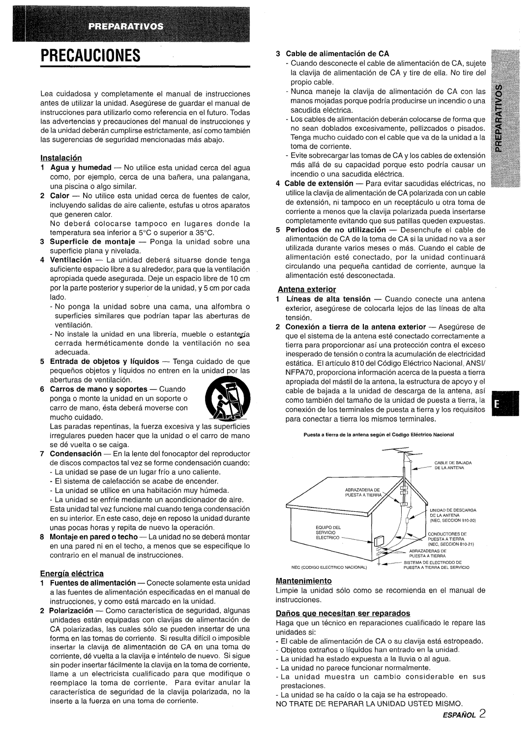 Aiwa CX-NV8000 manual Precauciones 