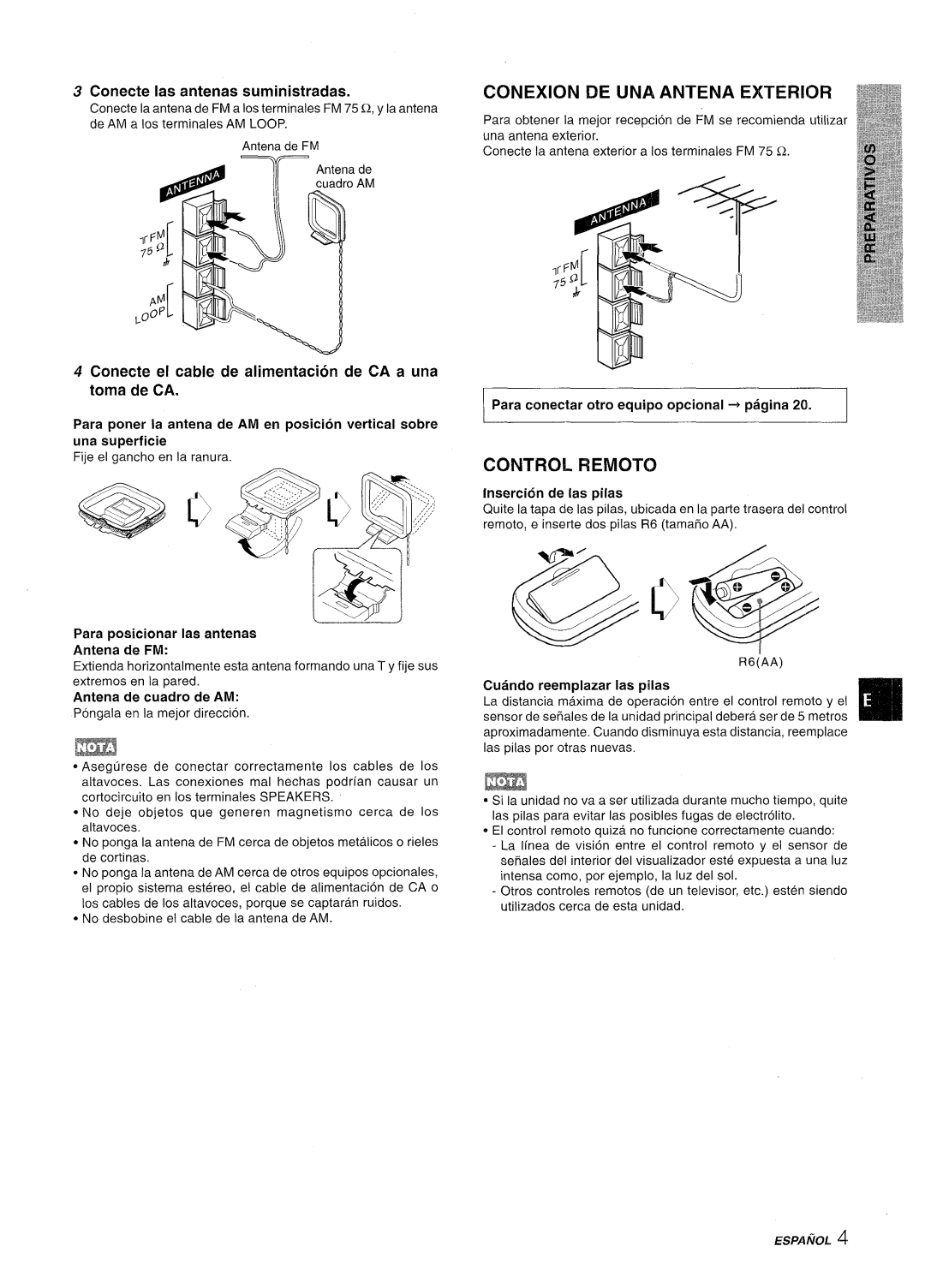 Aiwa CX-NV8000 manual Conexion DE UNA Antena Exterior, Conecte Ias antenas suministradas 