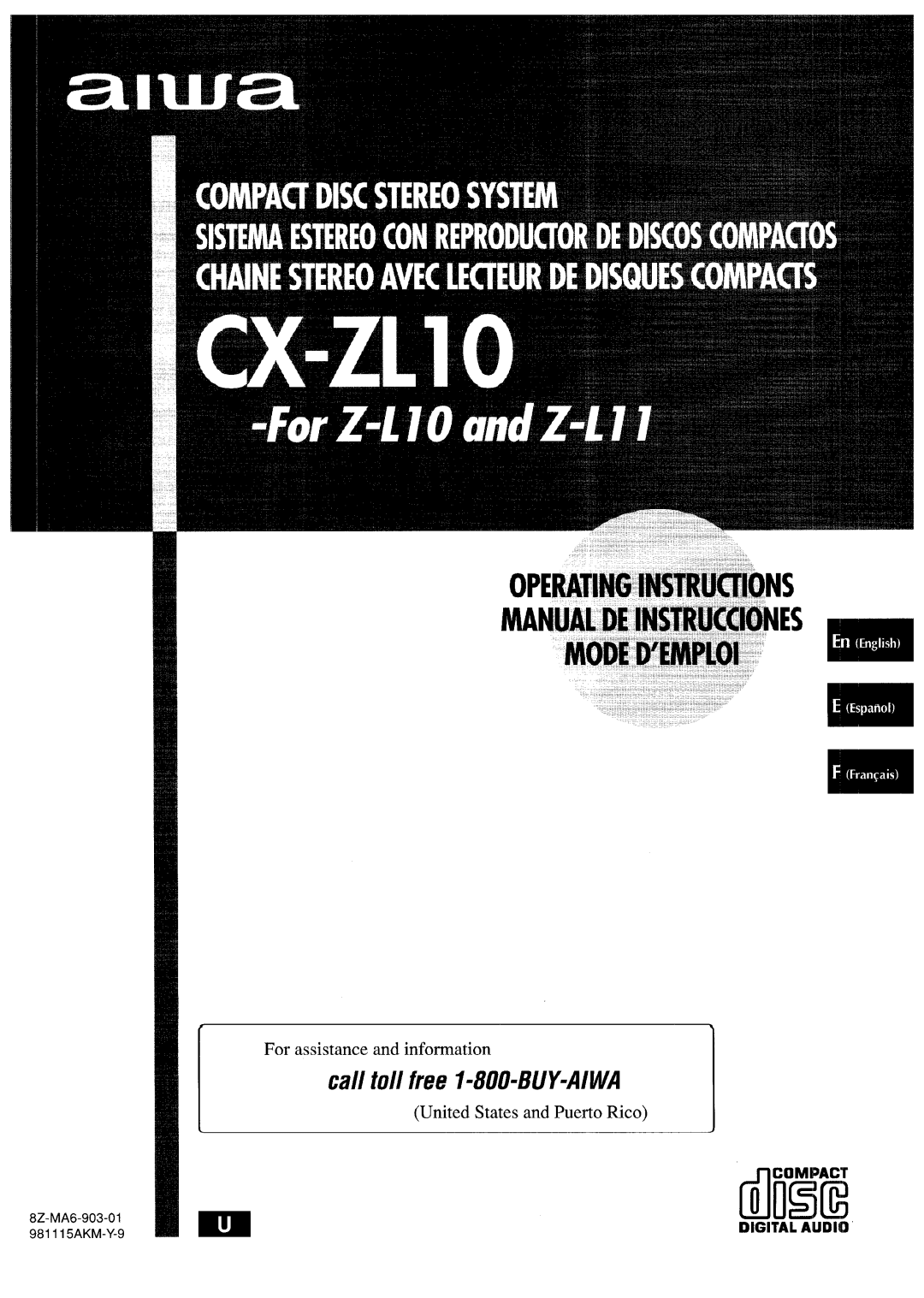 Aiwa CX-ZL10 manual Diii3if, Digital Audio 