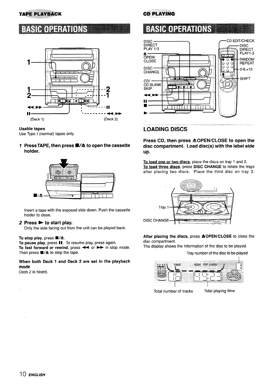 Aiwa CX-ZL10 manual Usable tapes, Press TAPE, then press /A to open the cassette holder, Press to start tday 