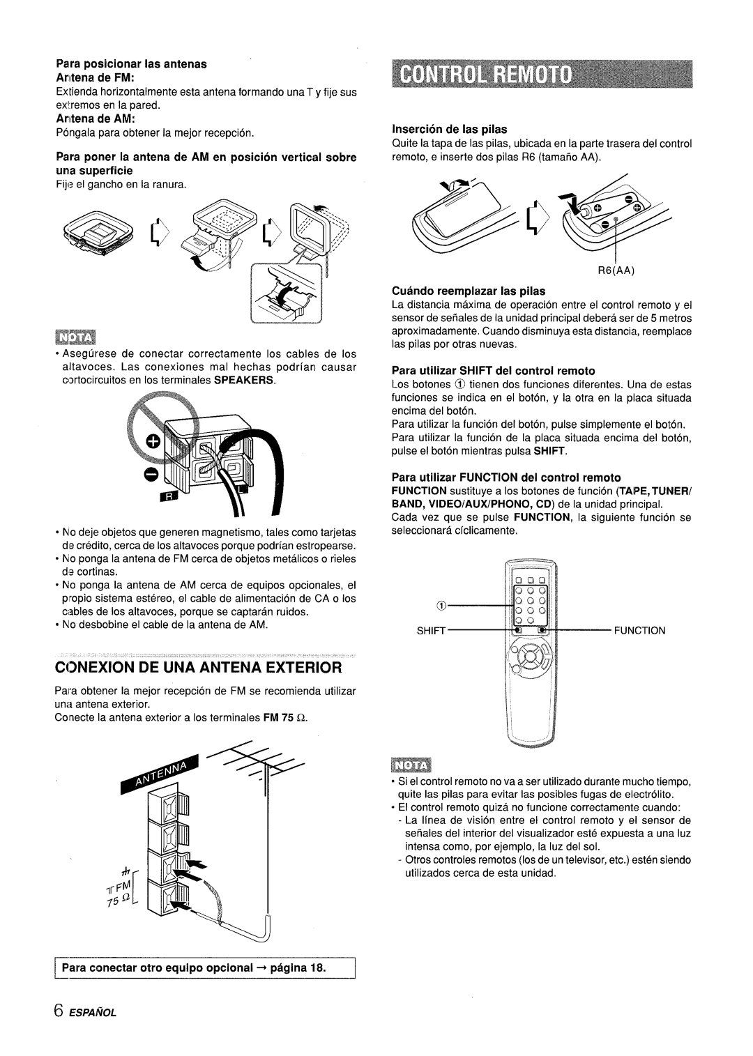 Aiwa CX-ZL10 manual Conexion DE UNA Antena Exterior 