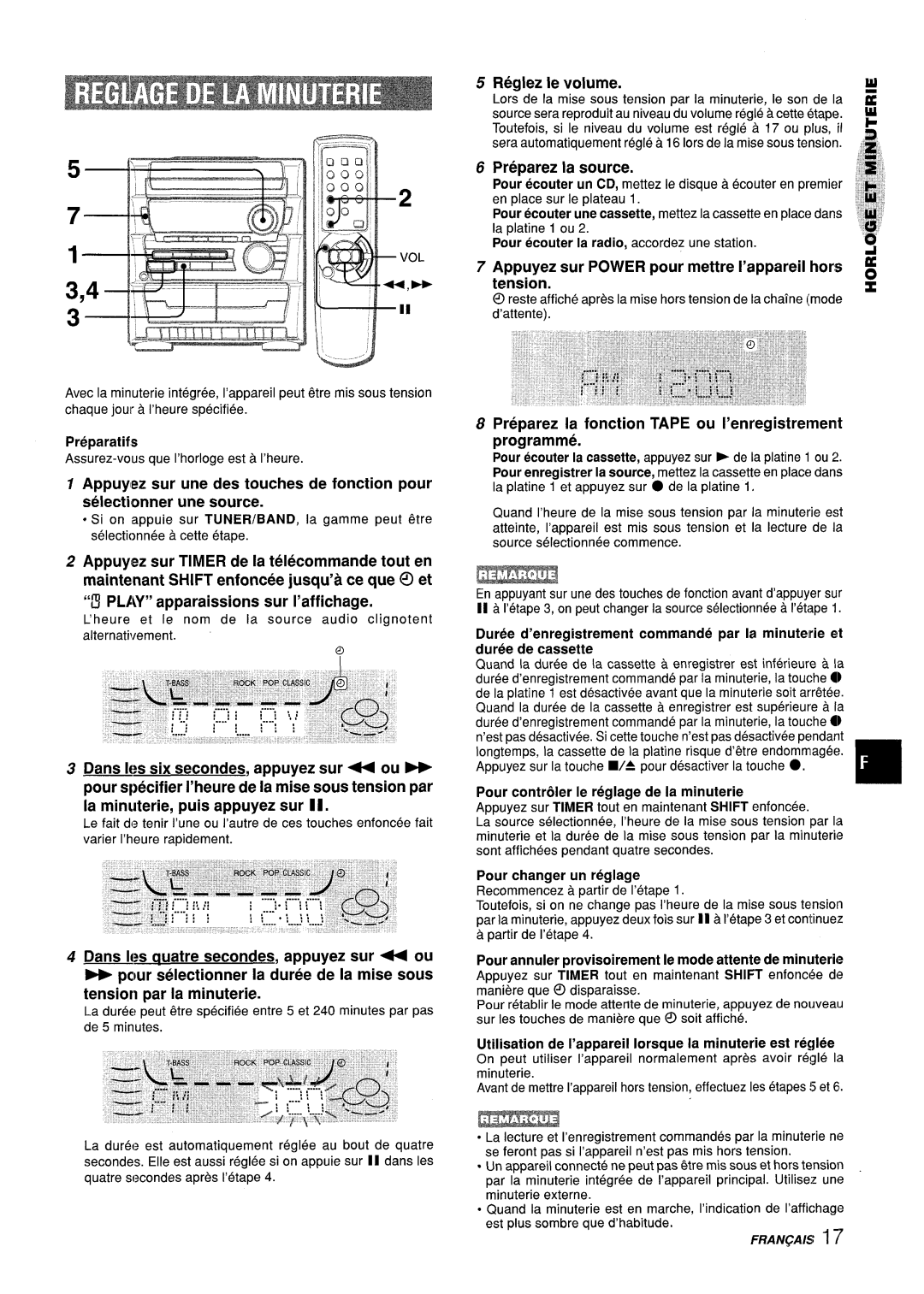 Aiwa CX-ZL10 manual Reglez Ie volume, Preparez la source, Appuyez sur Power pour mettre I’appareil hors Tension 