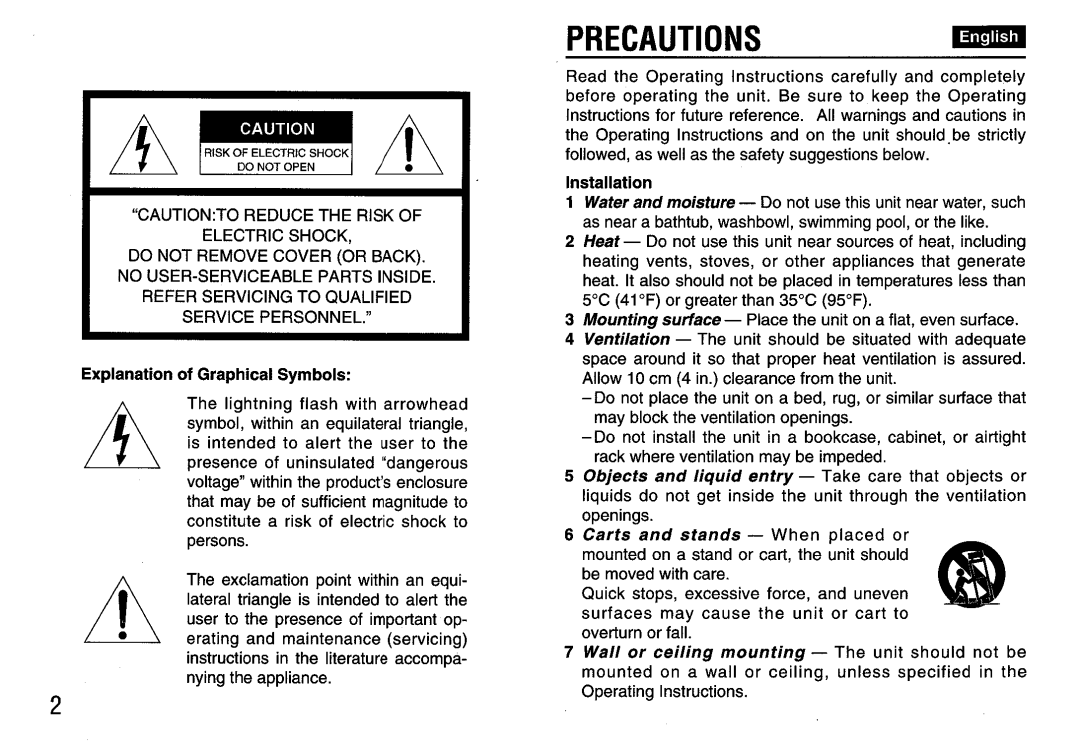 Aiwa FR-A308U manual AE!!!!5SA, Precautions 