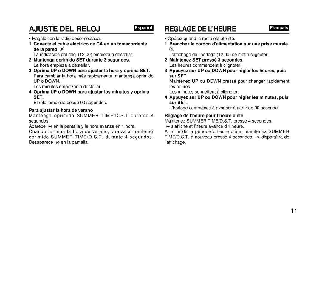 Aiwa FR-DA400 operating instructions Ajuste DEL Reloj 