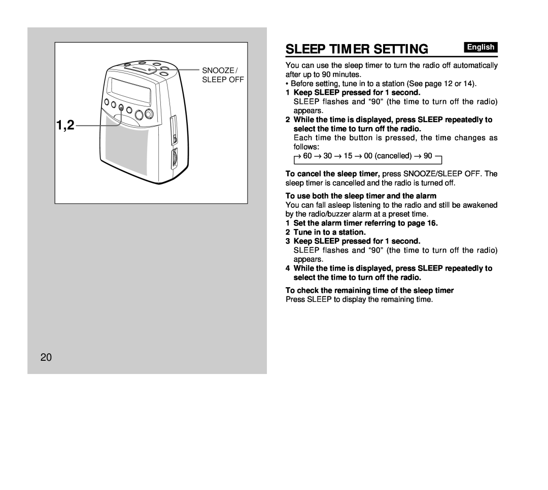 Aiwa FR-DA400 operating instructions Sleep Timer Setting 