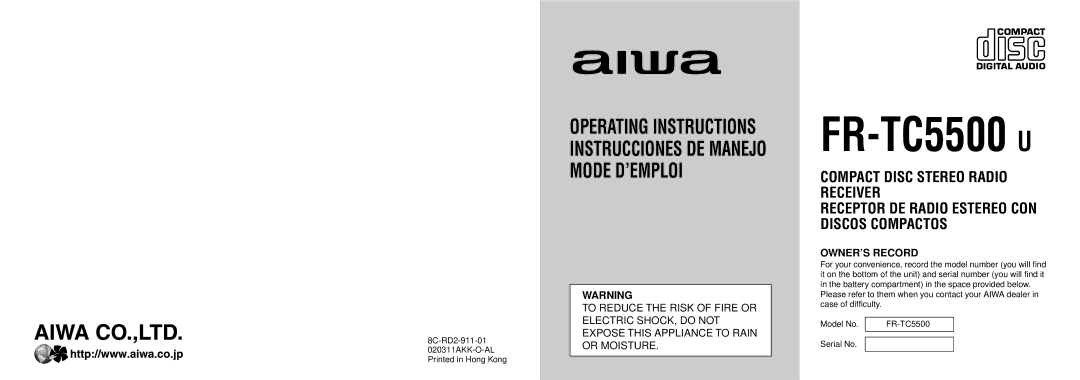 Aiwa manual FR-TC5500 U 