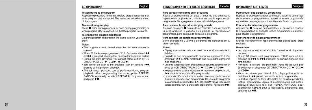 Aiwa FR-TC5500 manual To add tracks to the program, To cancel program play, To change the programmed tracks 