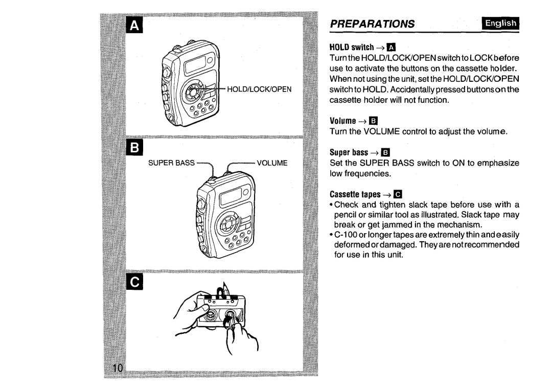 Aiwa HS-SP570 manual PREPARATIONSmm 