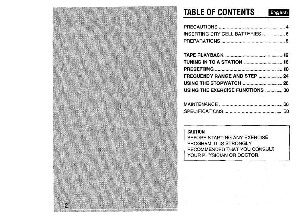 Aiwa HS-SP570 manual Table of Contents 