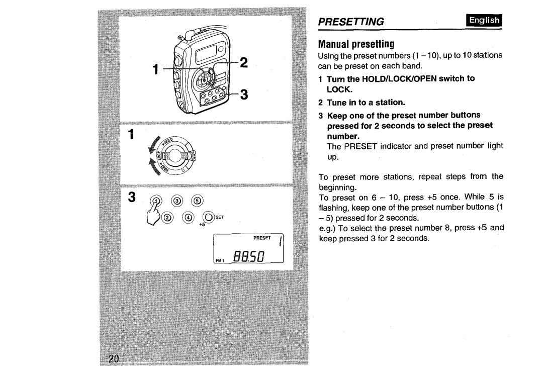 Aiwa HS-SP570 manual Manual presetting 