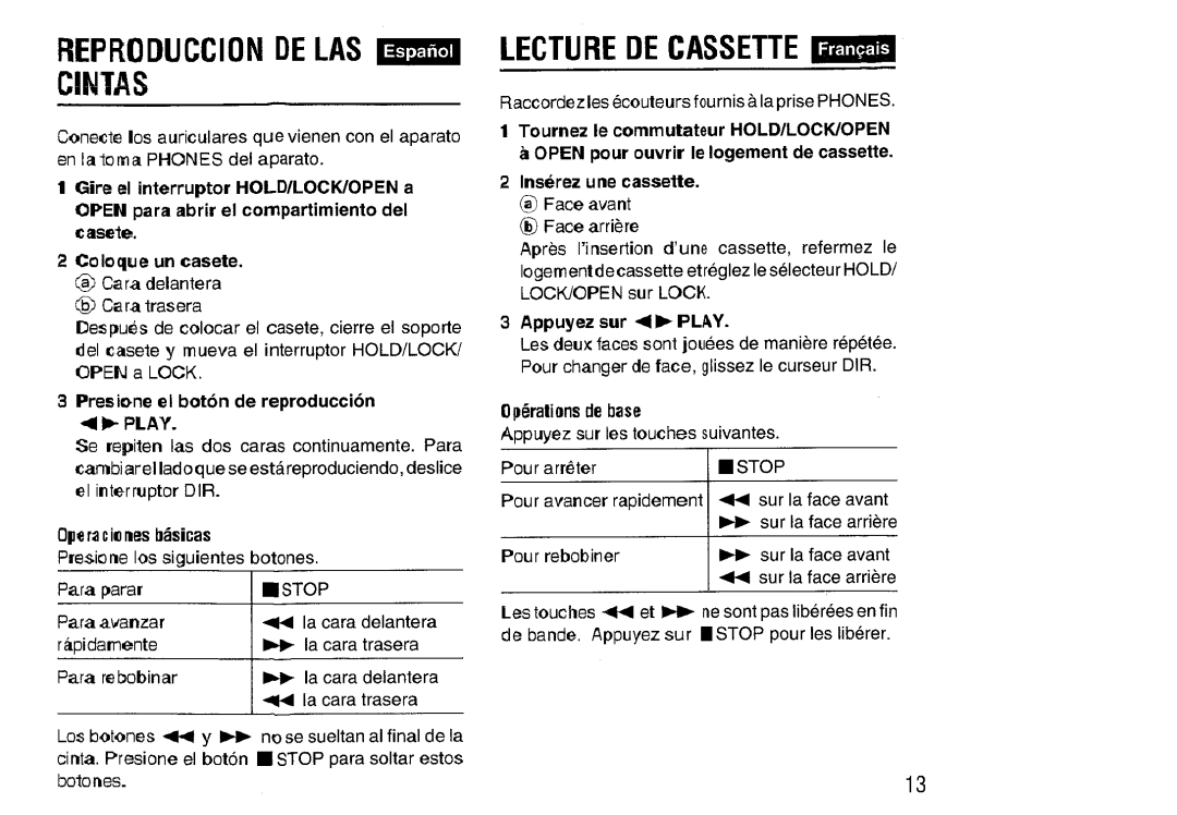 Aiwa HS-SP570 manual Reproduction De Las H Cintas, LECTURE DE CASSETTE m 