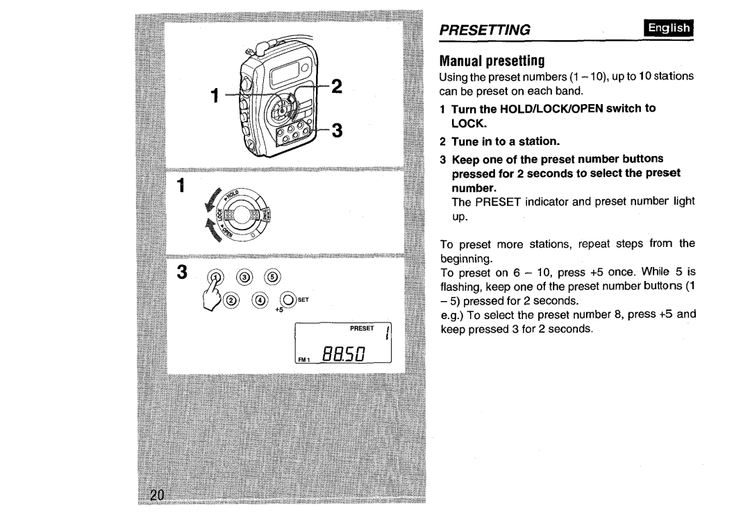 Aiwa HS-SP570 manual Manual presetting, PRESETTINGmm 
