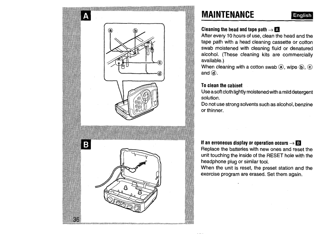 Aiwa HS-SP570 manual MAINTENANCEmm 