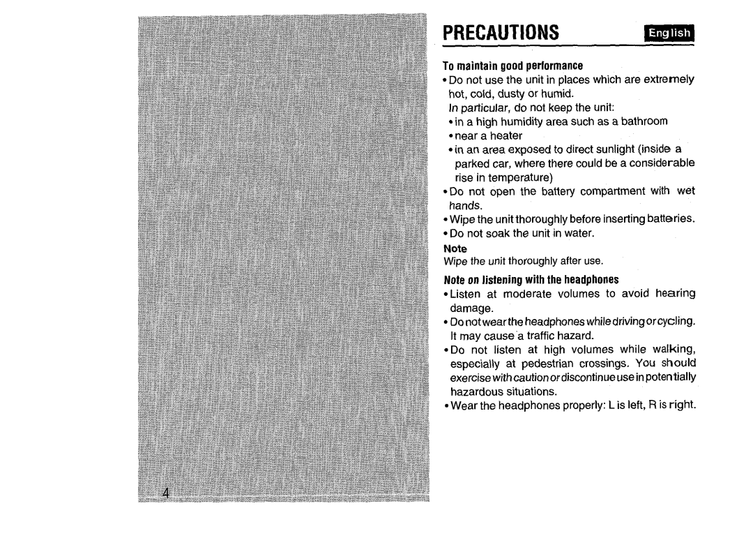 Aiwa HS-SP570 manual PRECAUTIONSm 