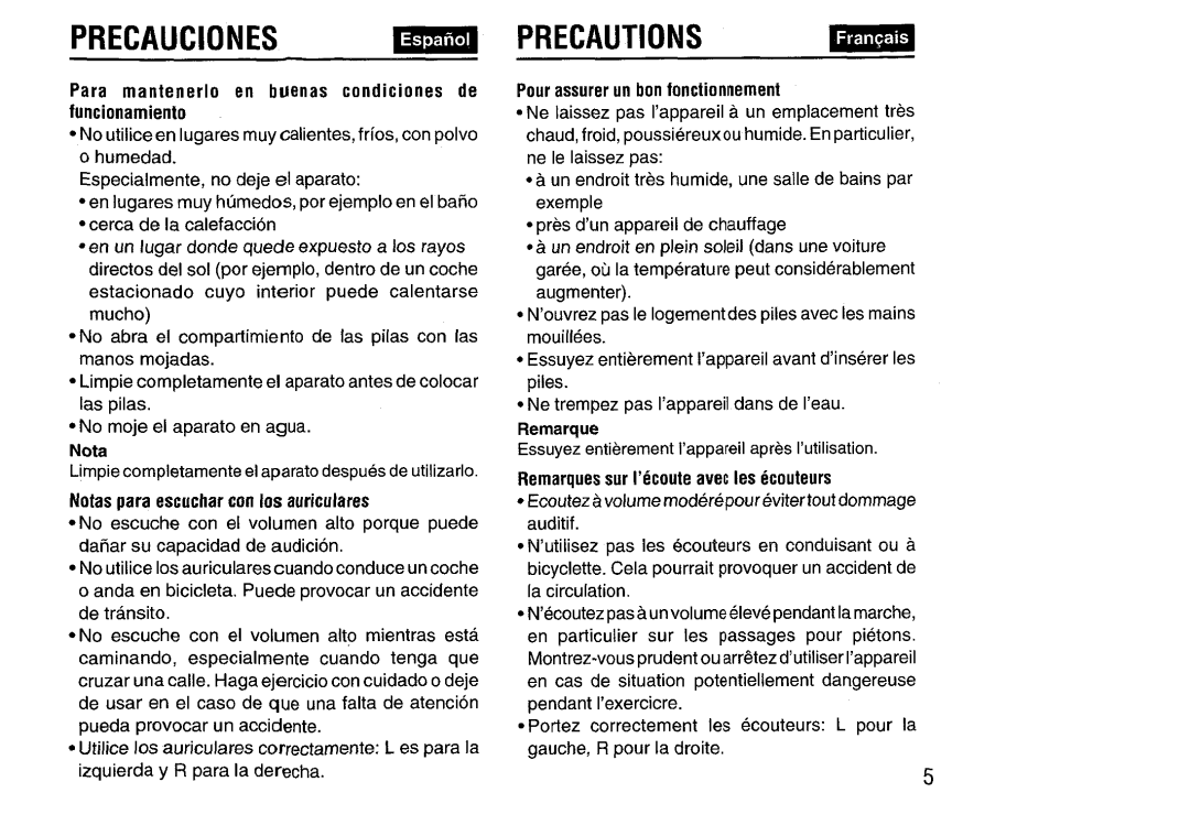Aiwa HS-SP570 manual Precauciones, PRECAUTIONSmm 